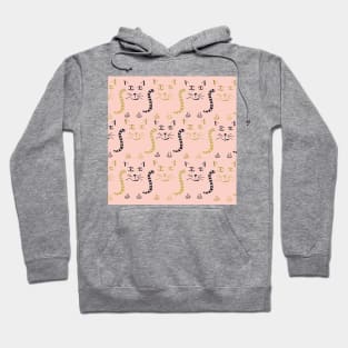Gold black cats pattern on pink Hoodie